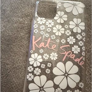 Kate Spade iPhone 11 Pro Max clear case with white flowers and pink Kate Spade
